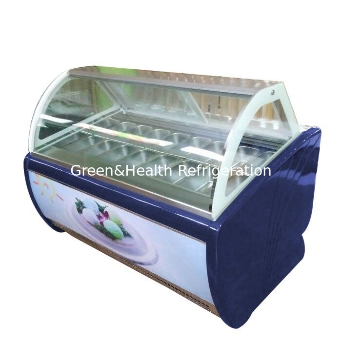Commercial Ice Cream Display Freezer with Adjustable Thermostat Stainless Steel Three-Layer Anti-Fog Glass