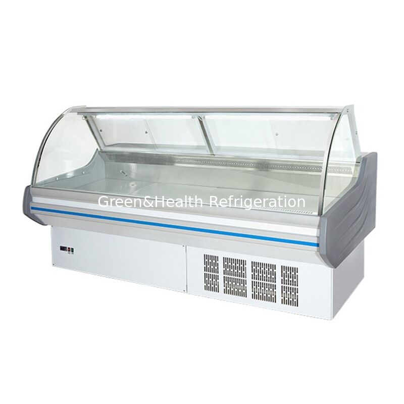 Refrigerador comercial horizontal de exibição de alimentos cozidos com luz LED e ventilador de resfriamento em construção de aço inoxidável