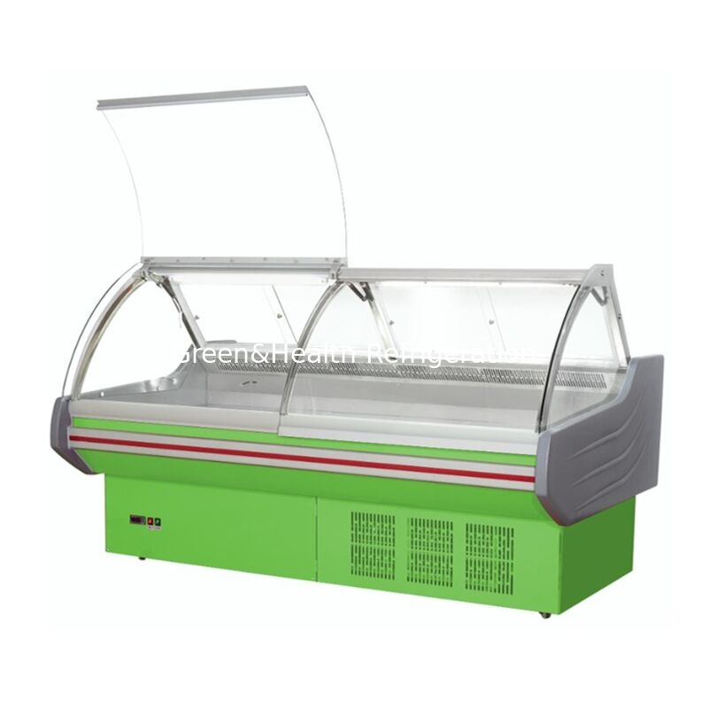 Refrigerador comercial horizontal de exibição de alimentos cozidos com luz LED e ventilador de resfriamento em construção de aço inoxidável