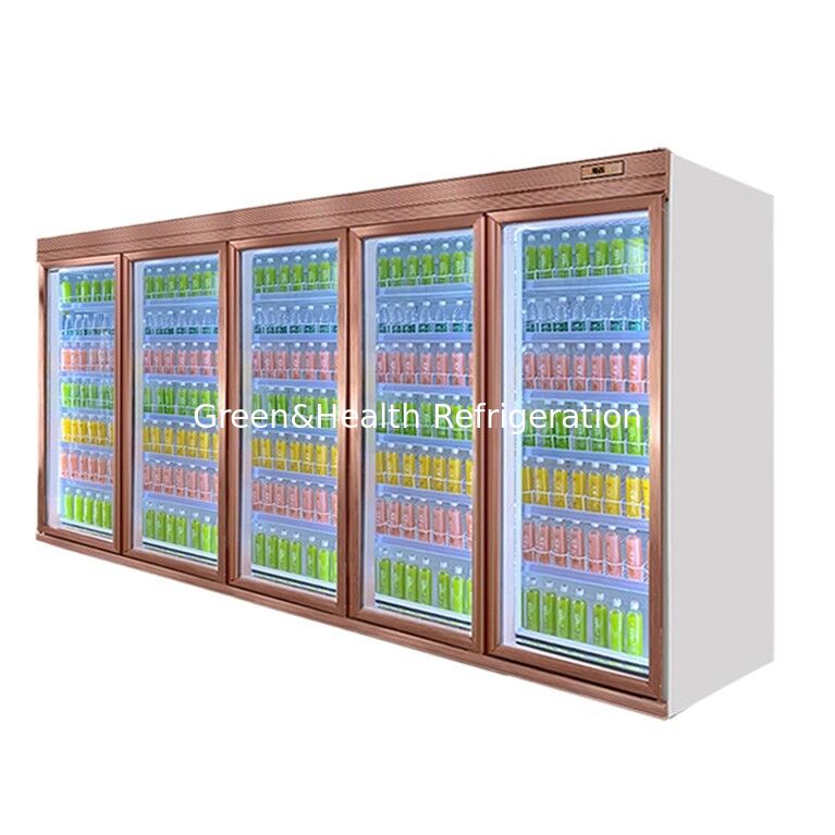 Refrigerador comercial de bebidas com resfriamento por ventilador com 5 prateleiras e controlador digital para exibição de supermercado