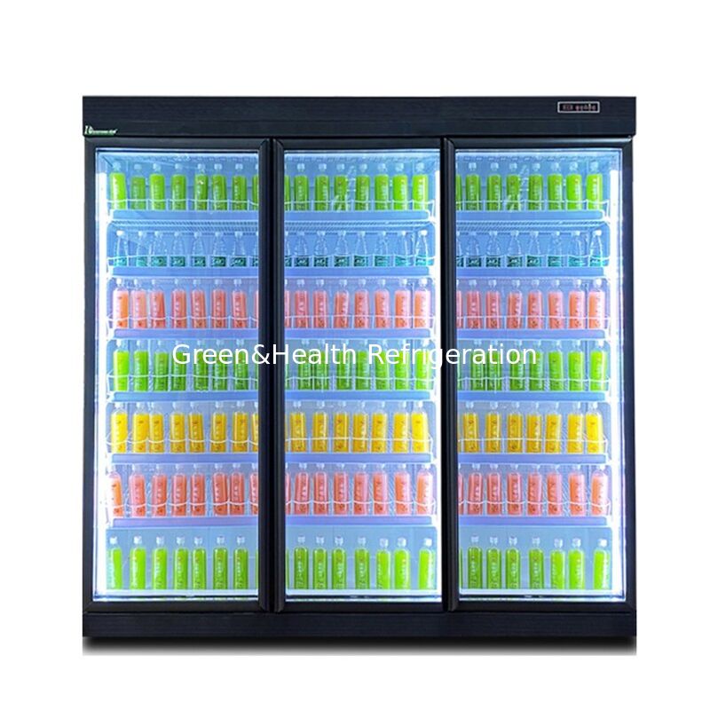Refrigerador comercial de bebidas com resfriamento por ventilador com 5 prateleiras e controlador digital para exibição de supermercado