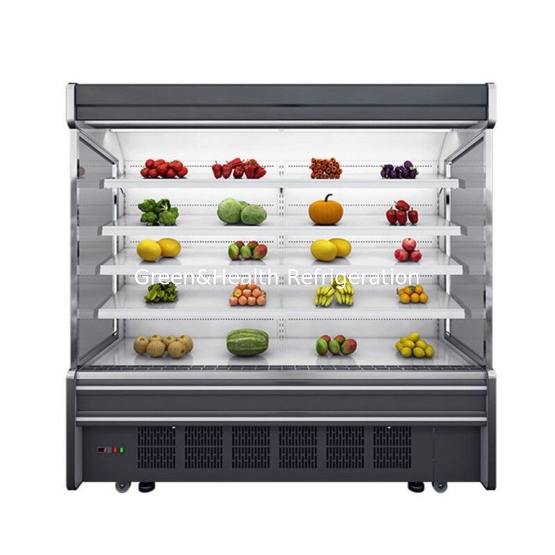 Congelador comercial de display aberto com prateleira de 5 camadas com compressor e construção de aço inoxidável