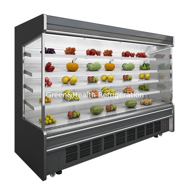 Congelador comercial de display aberto com prateleira de 5 camadas com compressor e construção de aço inoxidável