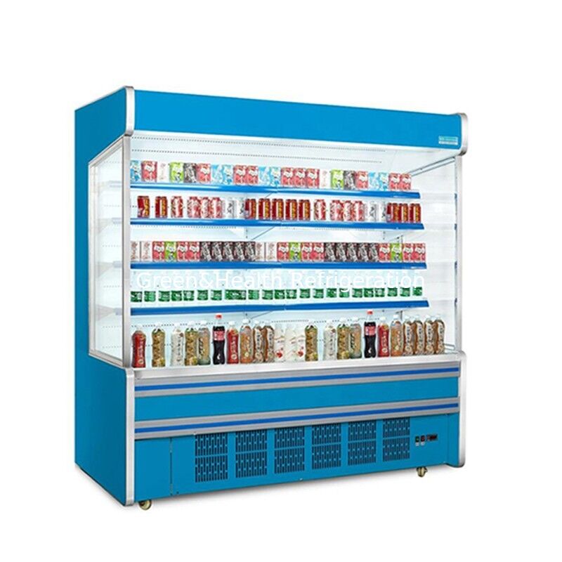 Congelador comercial de display aberto com prateleira de 5 camadas com compressor e construção de aço inoxidável