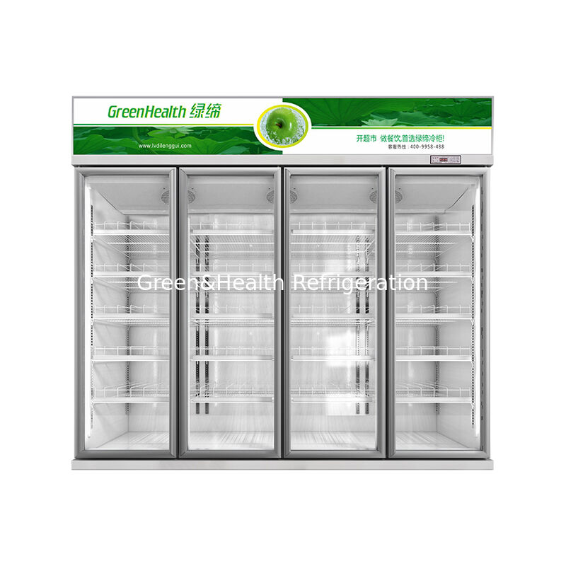 GreenHealth LG-1000W Frigorífico comercial de refrigerantes de bebidas refrigeradas com 3 portas, unidade de montagem superior, 0°10°C