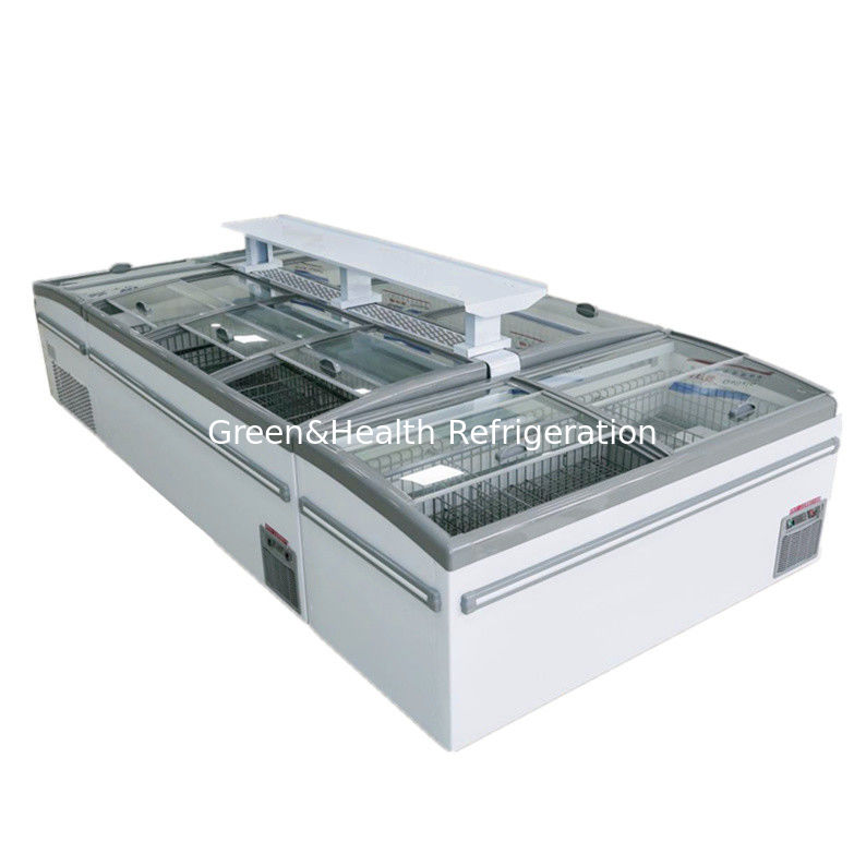 Display flexível Tipo Porta de vidro Descongelador automático Supermercado Island Freezer