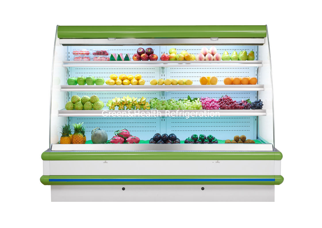 Exposição aberta da plataforma do fruto do supermercado o refrigerador de encaixe da multi obstrui dentro o tipo refrigerador superior aberto da exposição