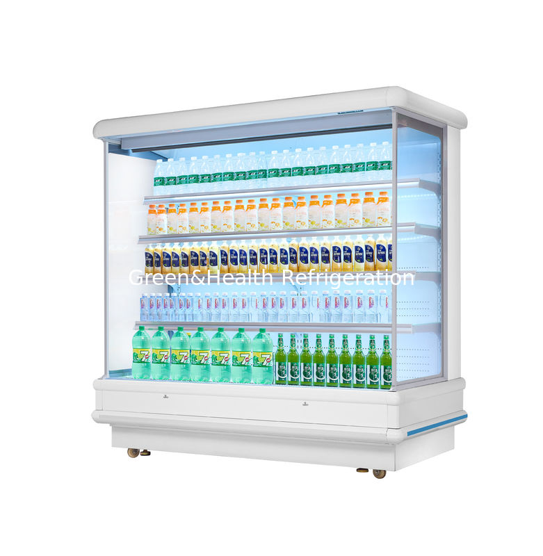 Exposição aberta da plataforma do fruto do supermercado o refrigerador de encaixe da multi obstrui dentro o tipo refrigerador superior aberto da exposição
