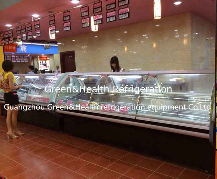 Frigorífico comercial com ventilador de refrigeração Compressor Danfoss e design de vidro curvo