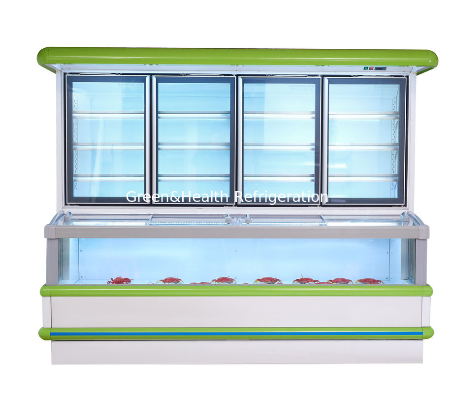 Refrigerador Congelador Combinado Comercial com Descongelamento Automático, Compressor Danfoss e Iluminação LED para Exibição de Vegetais em Restaurantes