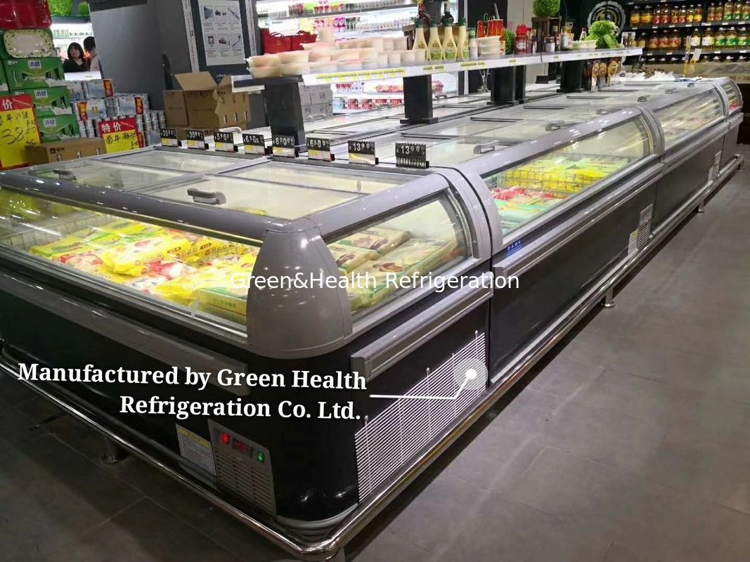 1.9m Commercial Island display Freezer com luz LED e R404a refrigerante 2100x890x890mm Chest Freezer