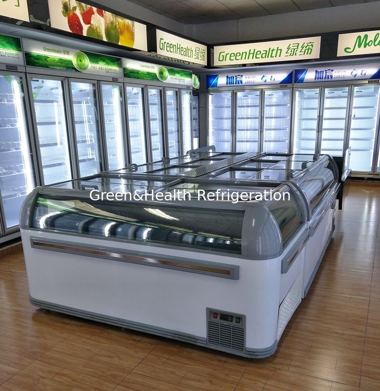 1.9m Commercial Island display Freezer com luz LED e R404a refrigerante 2100x890x890mm Chest Freezer