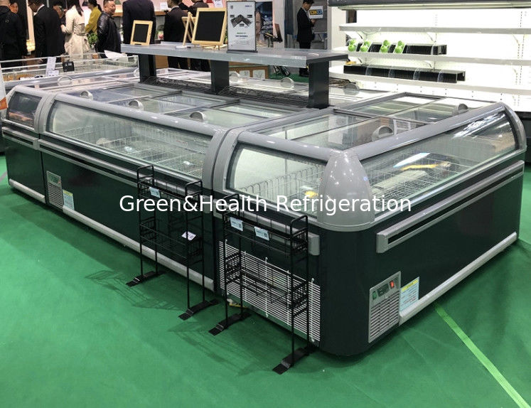 1.9m Commercial Island display Freezer com luz LED e R404a refrigerante 2100x890x890mm Chest Freezer
