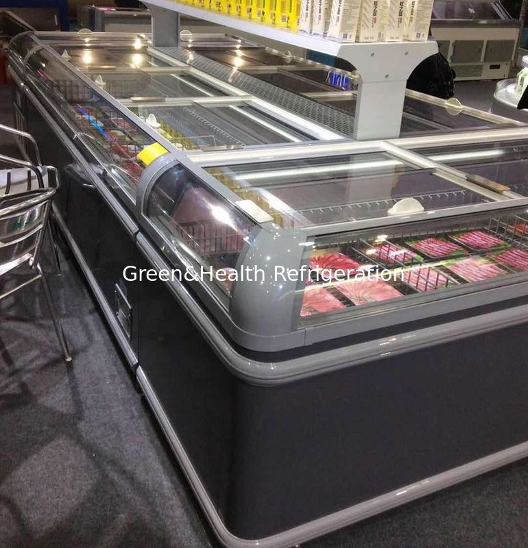 1.9m Commercial Island display Freezer com luz LED e R404a refrigerante 2100x890x890mm Chest Freezer