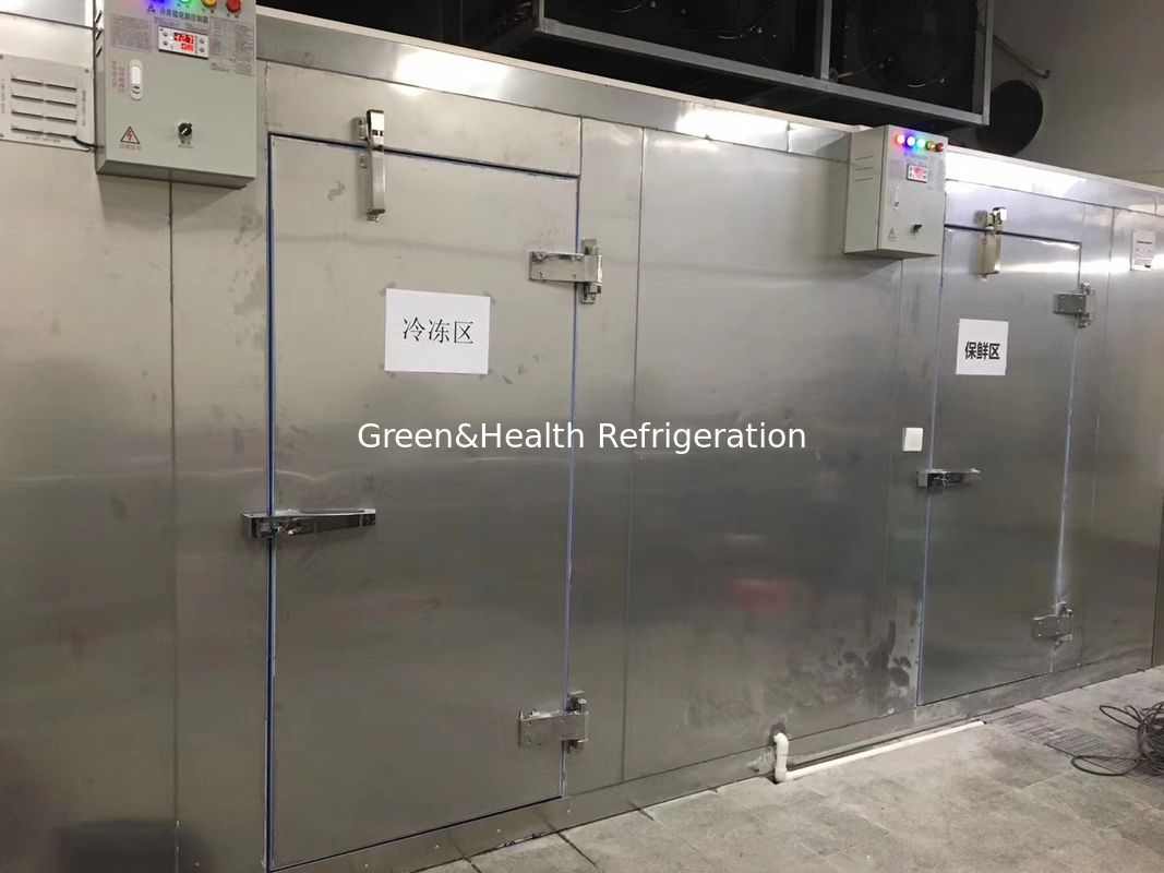 Refrigerador de ar 2-8 graus Painel de PU Estabilidade Chiller de quarto frio de aço para armazenamento de alimentos