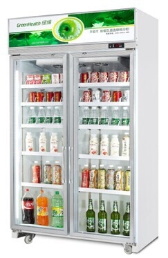 3 Secção Porta de vidro Merchandiser Frigorífico Comercial Frigorífico Vertical Frigorífico Merchandiser Refrigerado Com Porta de Vidro Balançante