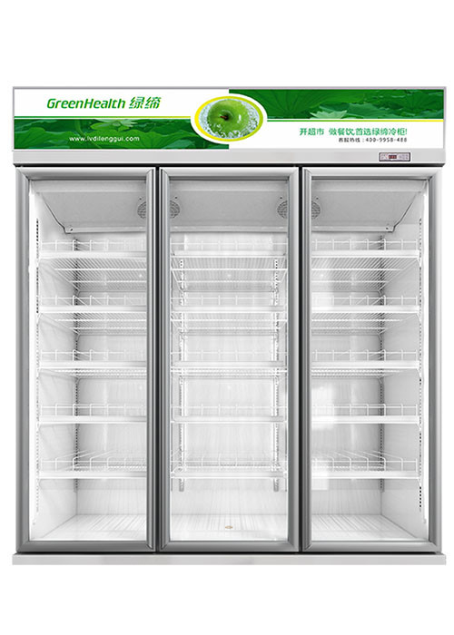3 Secção Porta de vidro Merchandiser Frigorífico Comercial Frigorífico Vertical Frigorífico Merchandiser Refrigerado Com Porta de Vidro Balançante