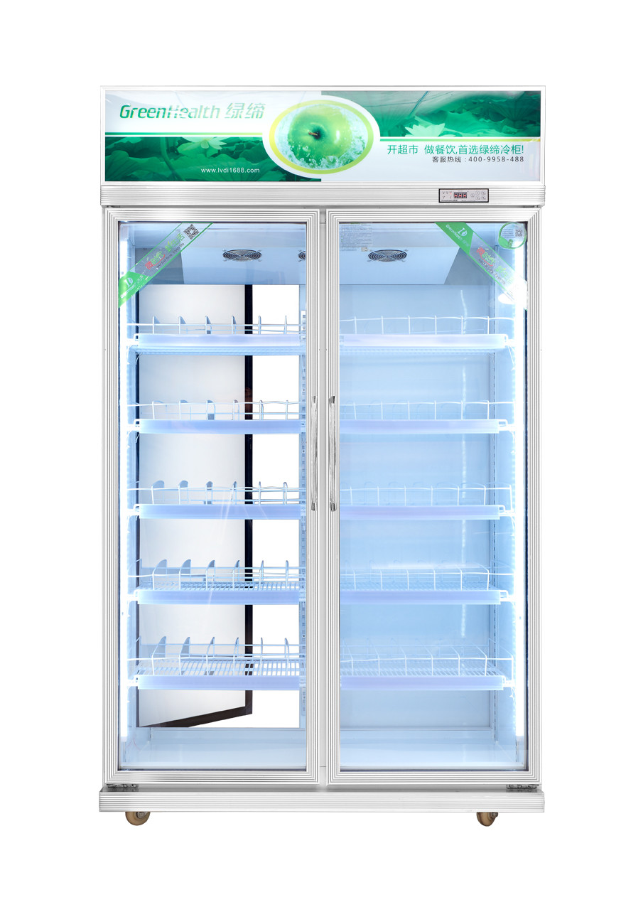 Refrigerador comercial vertical da exposição da bebida de duas portas com refrigerar do fã