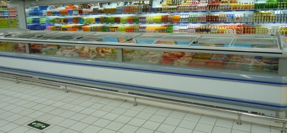 Congelador congelado do armário do contador da exposição do congelador da ilha do supermercado do alimento/alimento de mar