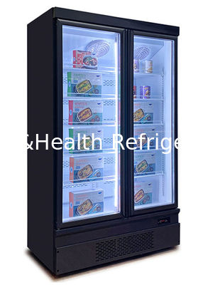 Cor preta 1 refrigerador de vidro do supermercado do congelador da porta 2 3 para a preservação de alimento