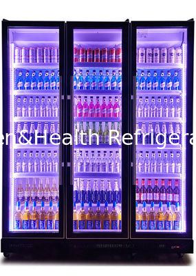Refrigeradores de vidro pretos verticais da exposição da cerveja da porta com sistema de refrigeração do fã