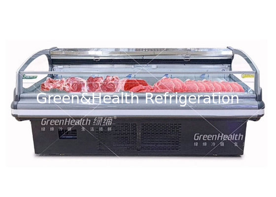 Refrigerador comercial para exibição de carne com iluminação LED de arrefecimento dinâmico e compressores Danfoss/Secop para supermercados