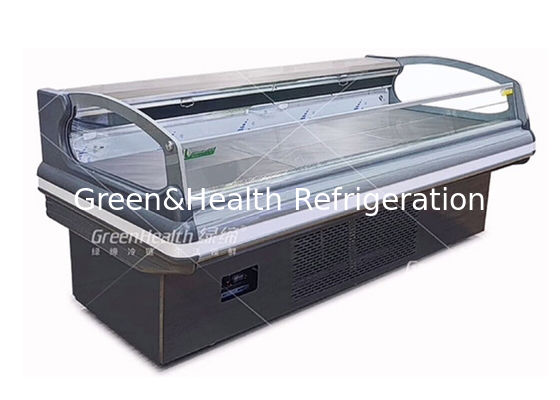 Do refrigerador aberto da exposição da carne fresca congelador congelado comercial do alimento