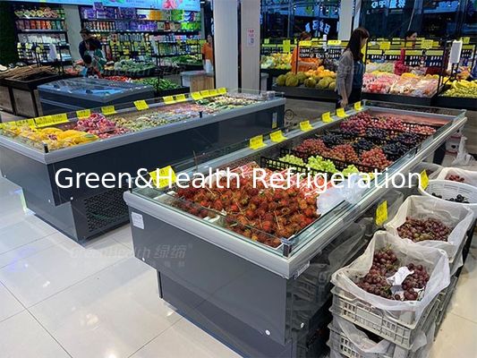 Tipo aberto superior refrigerador horizontal comercial das frutas e legumes da exposição