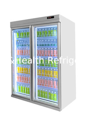 Armário expositor de refrigeração de supermercado vertical de luxo para bebidas