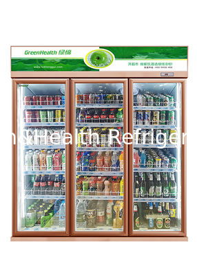 Resfriador de bebidas comercial 452L com luz LED sem congelamento Vertical para exibição de sucos refrigerador para hipermercado