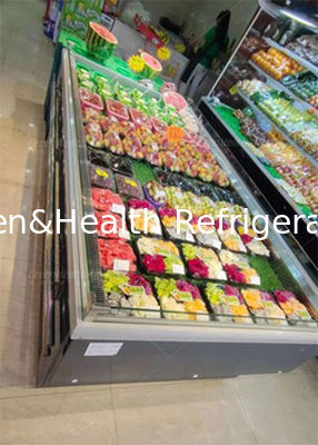 Tipo aberto vitrina vegetal 700L do quadrado do fruto da loja do congelador da ilha do supermercado