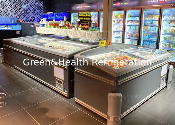 Capacidade superior de vidro refrigerando direta 850L do congelador -22C da caixa da ilha grande