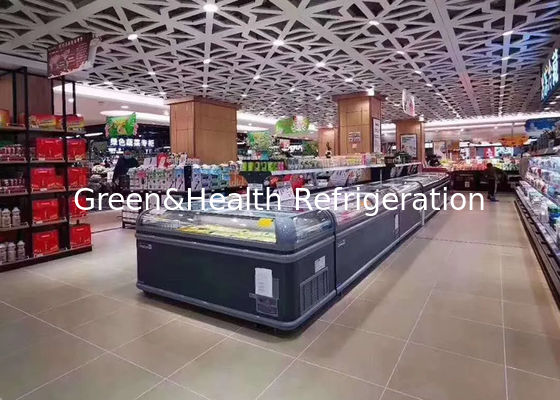 O congelador comercial da caixa da exposição do gelado da ilha degela livre