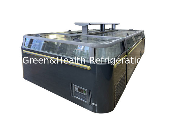 Congelador congelado comercial da liga da ilha da porta de vidro de deslizamento do congelador da ilha do supermercado de -18~-22℃