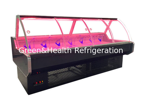 Refrigerador comercial da exposição dos peixes de alimento da carne do supermercado fino com porta de vidro 1045W