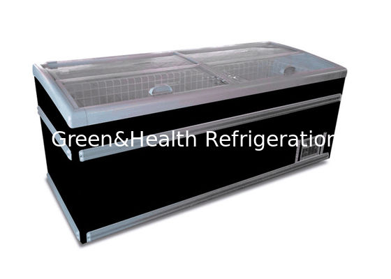 Exibição comercial do supermercado Ilha Cesto congelador Vitrine Refrigerador com porta de vidro