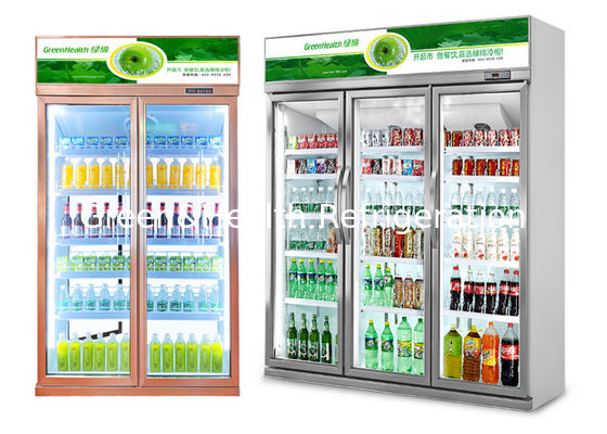 Commercial refrigerador de cerveja vertical portas de vidro duplo refrigerador de visualização de Coca-Cola fria