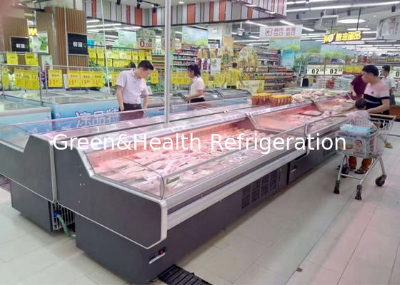 Grande refrigerador de exibição de carne fresca para vitrine de alimentos do supermercado