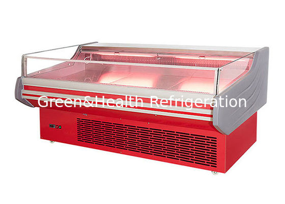 Comércio de vidro aberto Vitrine de carne fresca congelador dinâmico de arrefecimento