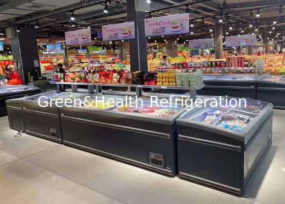 Portão de vidro do supermercado Caixa de congelador de alimentos Exibição de mercadorias Refrigerador 1040L