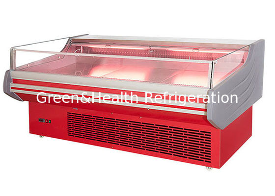 Vitrine de carne fresca refrigerada de vidro curvada