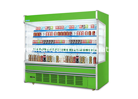 Refrigerador aberto de aço inoxidável com cortina noturna de poupança de energia e descongelamento inteligente automático para supermercados