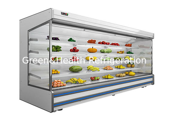 Refrigerador aberto multideck ajustável de 4 níveis comercial com ventilador de arrefecimento e cortina noturna para supermercados