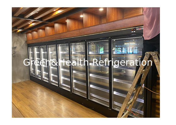 Refrigeradores Multideck Comerciais de Aço Pintado Bebidas Display Chiller R404a Com Porta de Vidro Multi Portão