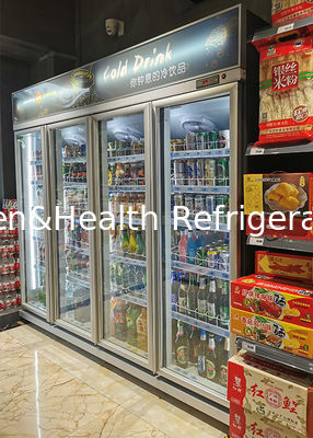 Frigoríficos de vidro vertical de duas portas para o pequeno mercado