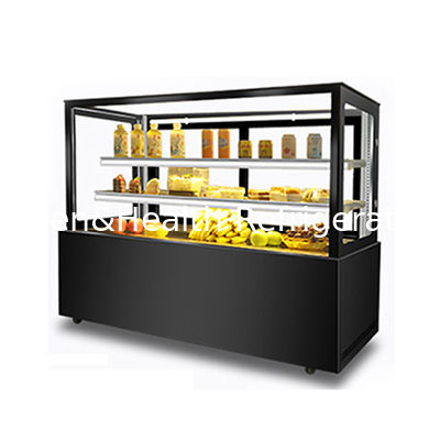 1.5m Vitrine de bolos de cor preta Vitrine de padaria Restaurante Chiller de bolos de mármore