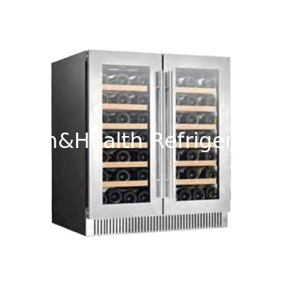 Certificado ETL 110V/60Hz Cabine de Refrigerador de Vinho de Porta Dupla de Vidro com Refrigerante R600