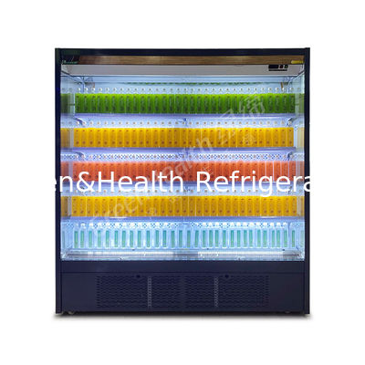 2°C-8°C LED Bebidas Frutas Chiller Multideck Open Display Com Cortina Noturna