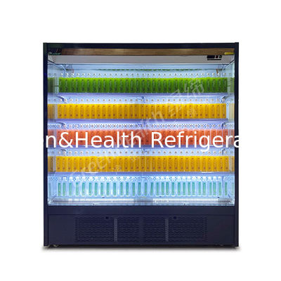 Iluminação LED R22 Multideck Open Chiller Showcase Cooler Com Cortina Noturna 4 Prateleiras