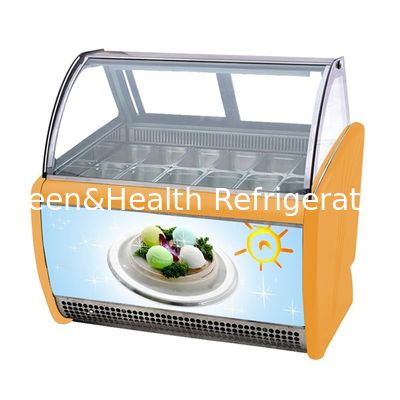 Commercial Gelato display de sorvete duro Vitrine de congelador com frigideiras 8/10/12/14/16